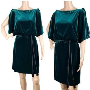 Vintage Green Velvet Cold Shoulder Tassel Belt Sm/med